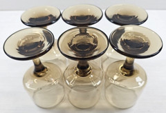 6) Libbey Tawny Accent Wine Glass Set Vintage Table Drink Bar Stemware Retro Lot
