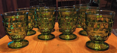 Indiana Whitehall Cubist Avocado Green Juice Glasses 6 oz 4.25” Set of 9