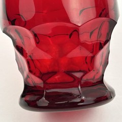 Vtg Viking Glass Ruby Red Georgian Honeycomb 9 oz Lowball Tumbler Set of 2 MCM
