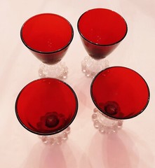 Berwick Boopie 4 Ruby Red Liquor, Juice glasses 3 3/4 Anchor Hocking Made in USA