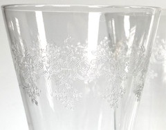 Vtg Bryce 896-5 Hand Blown Etched Pilsner Glasses Set Of Four 12oz Capacity