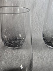Pier 1 Crackle Highball Tumbler Glasses Smoke Gray 5 7/8″ Discontinued Set of 4