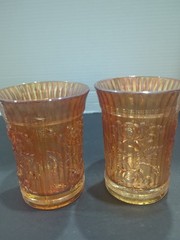 Vintage Imperial Marigold Carnival Glass Lustre Rose Tumblers – Set of 2