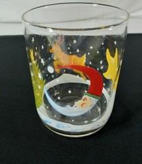Lot of 3 Libbey Reindeer Games Santa 4 1/4″ Double Old Fashioned Tumblers
