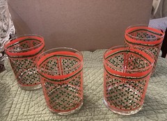 Vintage MCM Houze Glass Co Holiday Lowball Tumblers – Set Of 4