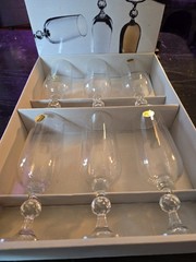 6 Crystal Champagne Flutes Claudia Bohemia Czechoslovakia Fine Lead Crystal 180m