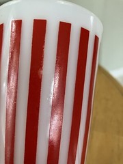 Vintage HAZEL ATLAS RED CANDY STRIPE TUMBLERS Milkglass Set of 3