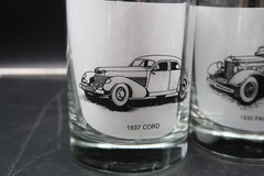 Vtg Rocks Glass Classic Car Packard Cord Vette Thunderbird Lincoln Set of 6 MCM