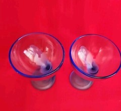 Bormioli Rocco Jerba Blue Sapphire Dessert Curved Stem Glassees Set of 2 Italy