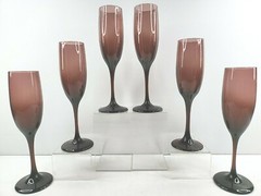 6 Libbey Premiere Brandywine Amethyst Fluted Champagne Glasses Set 8.75″ Elegant