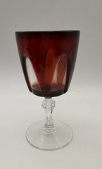 Set of 6 Cristal D’Arques Durand Gothic Wine Glasses Ruby Red Cut To Clear 1970s