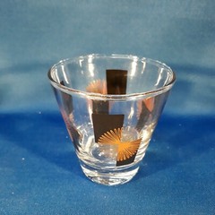 Vintage Atomic Double Shot Glasses 3 oz Black Block Gold Starburst MCM Barware