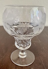Set of 3 Val St Lambert Vignes Crystal Water Wine Goblets Glasses Signed Belgium