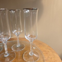 Lenox DESIRE Platinum Fluted Champagne Glass Flute 7 1/2″ MINT cond SET of 4