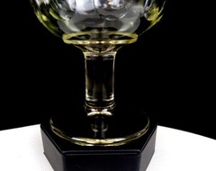 Bartlett Collins Glass Thumbprint Clear Mold Blown Antique 6 1/8″ Goblet 1915-80