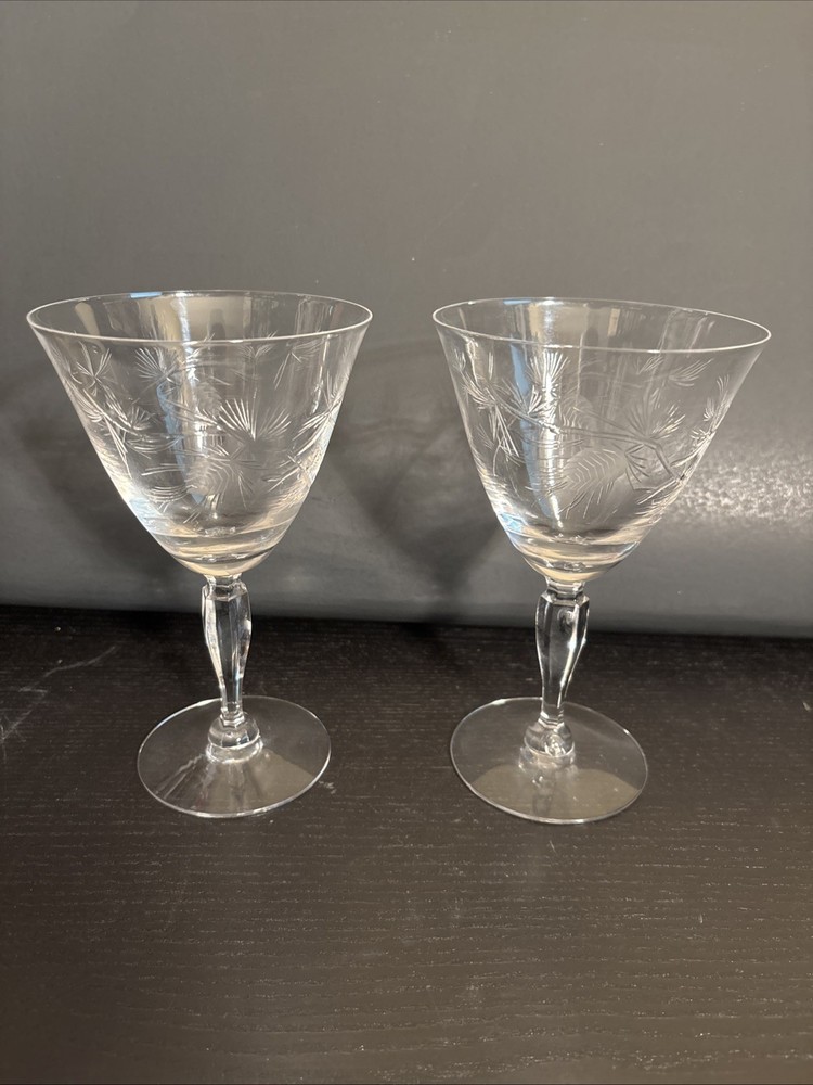 2 Tiffin- Franciscan Pine Tree Water/Wine Glasses 6 3/4″
