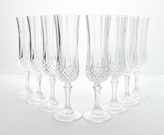 Cristal d’Arques “Longchamp” Set of 8 Crystal Fluted Champagne Glasses 8” 6oz