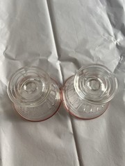Two Vintage Hazel Atlas Wheel Spoke Red Rimmed Dessert Glasses