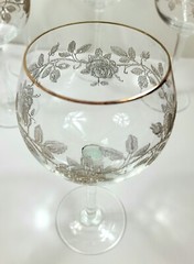 Vintage Elegant Crystal Wine Glasses Gold Rose Gold Trim Set Of 2 Multiple Sets