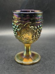 Vintage MCM 1960’s Imperial Grape Iridescent Carnival Glass Wine Water Goblet
