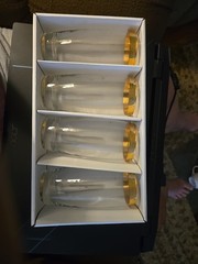 Set Of 4 Imperial Crystal Collection Tumblers High Ball Glasses 24kt Gold W/box