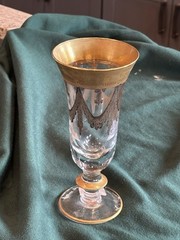 MEDICI FOOTED CHAMPAGNE FLUTE GLASS 24K GOLD NEIMAN MARCUS HORCHOW, 8 OZ 7.75″