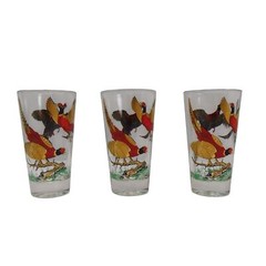 Lot Of 3 Vintage Hazel Atlas Glass 10oz. Tumbler Flying Pheasants