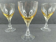 9 Fostoria Vogue Gold Tint Wine Glasses Set Vintage Yellow Bar Stemware MCM Lot