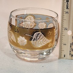 Cera Roly Poly MCM Highball Glasses Clear with Gold Leaf Band Set of 4