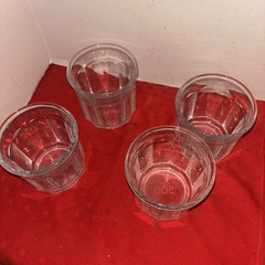 Set of 4 Luminarc clear glasses- 3.75” Tall- Estate Find