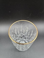 Set Of 4 Gorham “Lady Anne” Gold Rim Crystal Highball Tumbler Glasses 6”