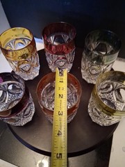Vintage Set Of 6 Hofbauer Crystal Harlequin Long Drink Highballs Glasses. Nice