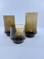 SET OF 21 LIBBEY CHOCOLATE BROWN BELAIRE BEVERAGE GLASS TUMBLER VINTAGE MCM