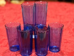 Vintage Anchor Hocking Essex Cobalt Blue Panel Glasses Tumblers Set of 6 MCM