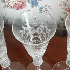 Tharaud Designs La Traviata Sherry/Cordial – Copper Wheel Engraved – Set of 6 – 