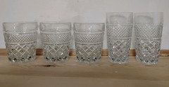 Vintage Set of 5 Anchor Hocking Wexford Diamond cut lowball and highball glasses