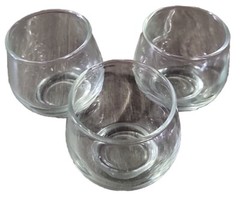 Set Of 3 Libby Clear Glass Footed Low Ball Shotglass Drinking Glasses 2×3 Inches