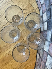 Vintage MCM Indiana Glass Glacier Clear Water Goblet Textured Glasses Set of 5