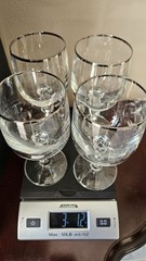 4 Crystal Platinum Silver Rim Wine Glasses Goblets Schott Zwiesel 6.5″