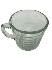 Set Of 6 Vintage Libbey Duratuff Mexico Clear Ribbed Glass Hoops Mugs MINT