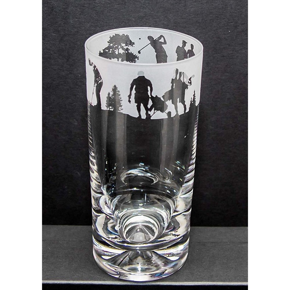 Highball Glass Decorated Golf Sandblast Sport Drinking Tumbler Gift Boxed Animo