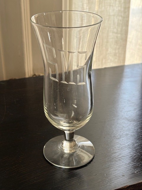 Vintage 8-Piece Parfait Stemware-Etched Monogram «SMS»-No Issues-Only $4 for 8