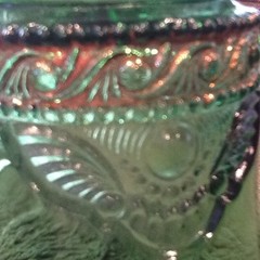 Cup Glass Emerald Green Gold EAPG Souvenir Dowagiac Michigan Vintage