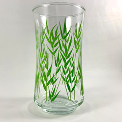 Vintage Libbey St. Clair Green Bamboo Leaf Glasses Set of 6