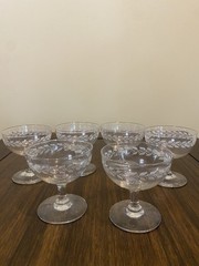 Vintage Sherbert Or Champagne Glasses W/Etched Leaves Set Of 6