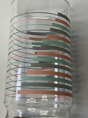MCM Vintage Tumbler Glasses Set Teal Turquoise Grey Pink Striped Pattern
