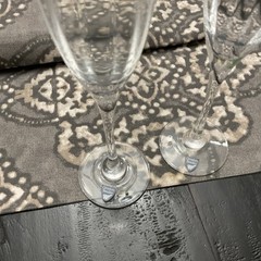 2 Vtg Orrefors Optica Crystal Toasting Champagne Flutes Glasses 9 1/2” In Box