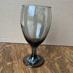 Greenbrier Smoke Gray Water Goblet Iced Tea Glass 7″ tall. 16 oz
