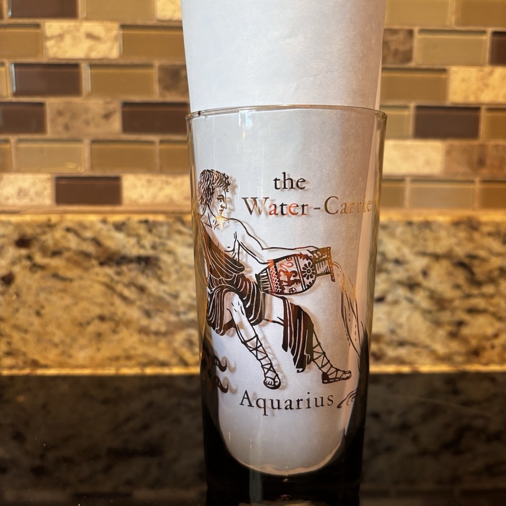 Vintage AQUARIUS Zodiac, Astrology, Horoscope Tinted Glass Tumbler