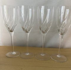 4 Rogaska Crystal «RGS40» Spiral Cut Wine Glasses EUC